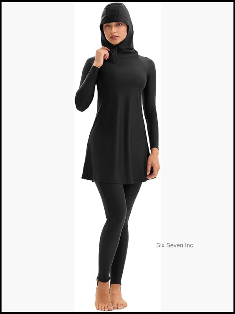 Modest Burkini Swimsuit 3 Piece Full Coverage Swimwear Rash Guard Set